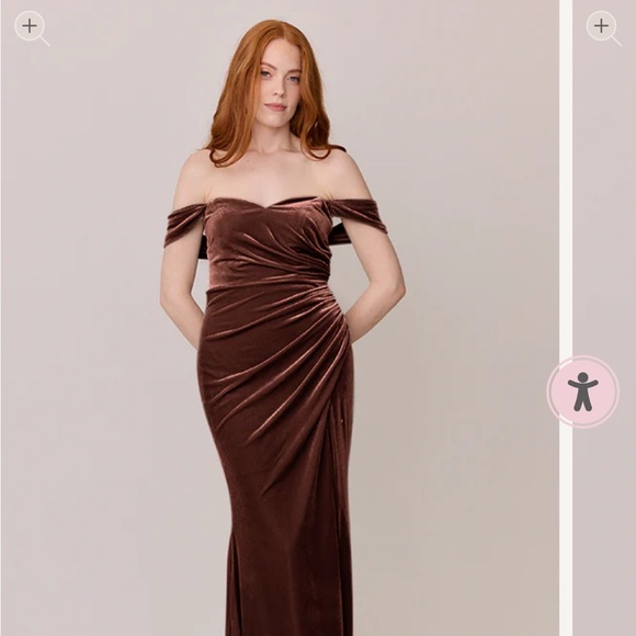 Revelry Dresses & Skirts - Revelry Ariel Convertible Off-Shoulder Velvet Gown in Mahogany
